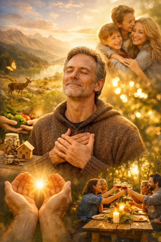 Dankbarkeit für viele Lebensbereiche Familie Natur Wohlstand